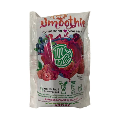 BESMOOTHIE Fruta ultracongelada (arándanos, frambuesa y fresa), ideal para realizar Smoothies BESMOOTHIE Antiox 150 g.