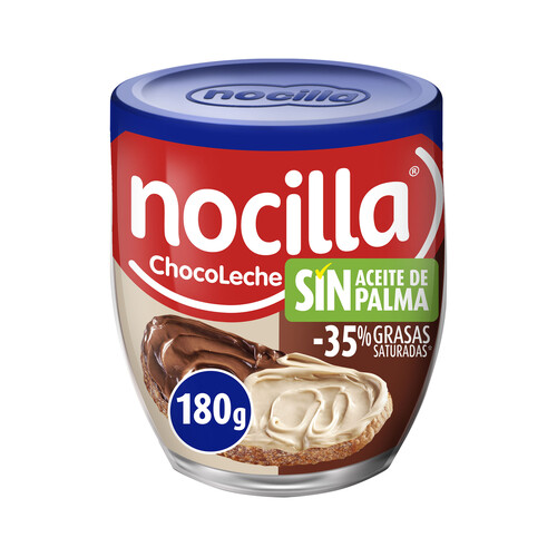 NOCILLA Doble crema de cacao y leche con avellanas, dos sabores, sin aceite de palma 180 g.