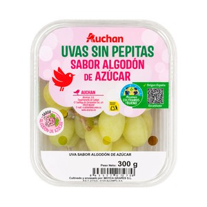 ALCAMPO CULTIVAMOS LO BUENO Uvas sabor algodón de azúcar sin pepitas 300 g.