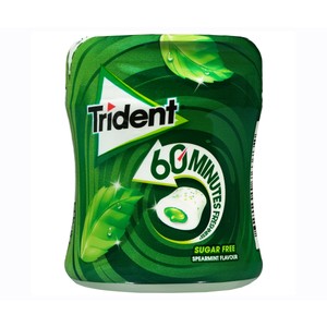 TRIDENT Chicles gragea sabor a hierbabuena, 60 minutos de frescura 68 g.