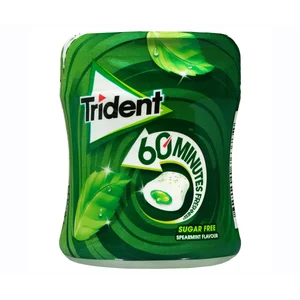 TRIDENT Chicles gragea sabor a hierbabuena, 60 minutos de frescura 72 gr.