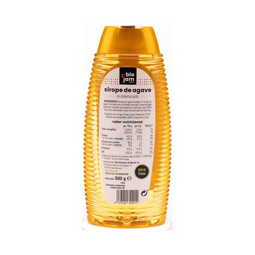 BIOJAM ABEROS Sirope de agave ecológico,antigoteo BIOPRICA 500 g.