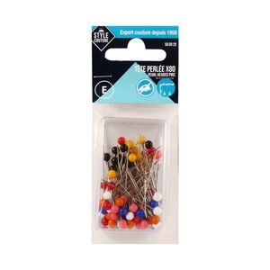 Imagen de Alfileres cabeza perla para coser, distintos colores, contiene 80 unidades, STYLE.