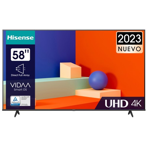 Televisión 147,3cm (58") DLED HISENSE 58A6K 4K, HDR10+, SMART TV, WIFI, BLUETOOTH, TDT HD, USB reproductor, 3HDMI, 60HZ.