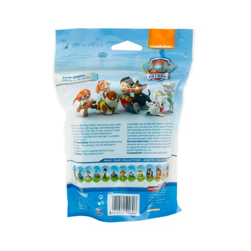 SUAVIPIEL Esponja de baño infantil con dibujo de tus personajes favoritos de La Patrulla Canina SUAVIPIEL.