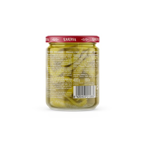 SARASA Guindilla piparra con aceite de oliva virgen extra SARASA 190 g.