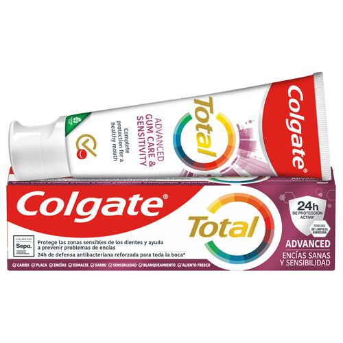 COLGATE Total advanced encías sanas Pasta de dientes que ayuda a prevenir la irritación y recesión de las encias 75 ml.