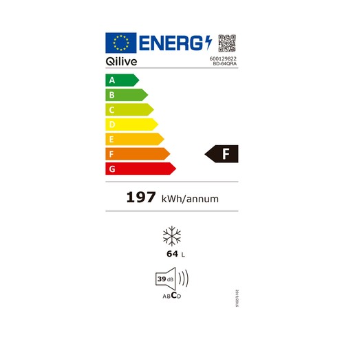 Congelador Table Top QILIVE Q.6822 clasificación energética: F, H: 84,5cm, A: 51cm, F: 47cm, capacidad total: 64L.