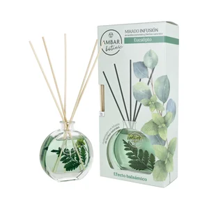 AMBAR Botanic Ambientador perfumador de varillas (Mikado), con efecto bálsamico y aroma a eucalipto 75 ml.