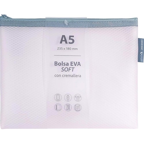 Bolsa zipper A5 en colores mate surtidos GRAFOPLAS.