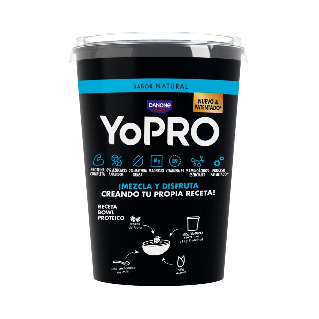 De Danone Leche fermentada cremosa natural con proteínas y sin azúcares añadidos ni grasa 480 g