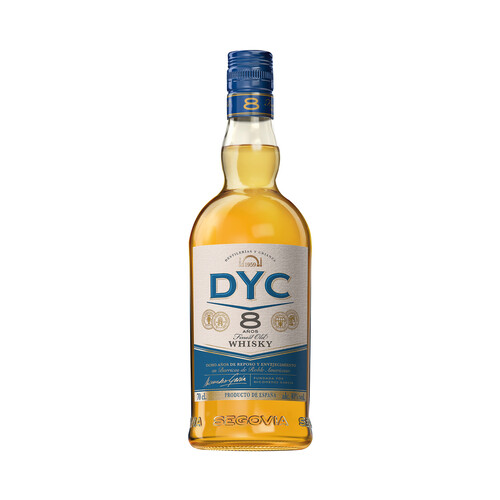 Whisky finest old de 8 años, elaborado en España DYC botella de 70 cl.