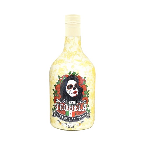 SARGENTO TEQUELA Crema de licor de piña colada con tequila y Agave SARGENTO TEQUELA botella de 70 cl.