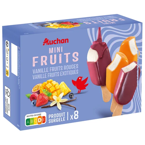 AUCHAN Polos de hielo de sorbete de limón (5) y de naranja (5) 10 x 65 ml Producto Alcampo.