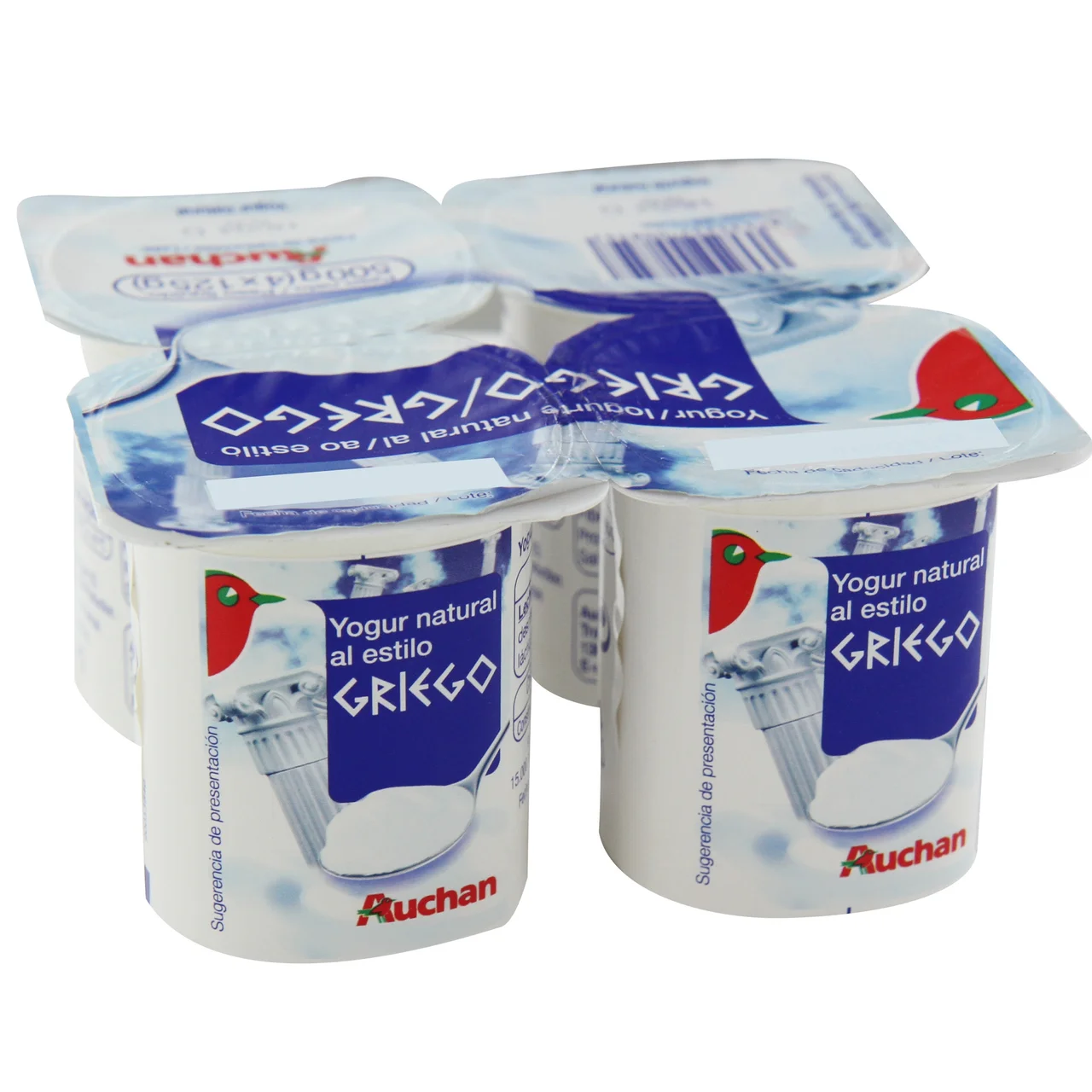 AUCHAN Yogur griego sabor natural 4 x 125 g Producto Alcampo.
