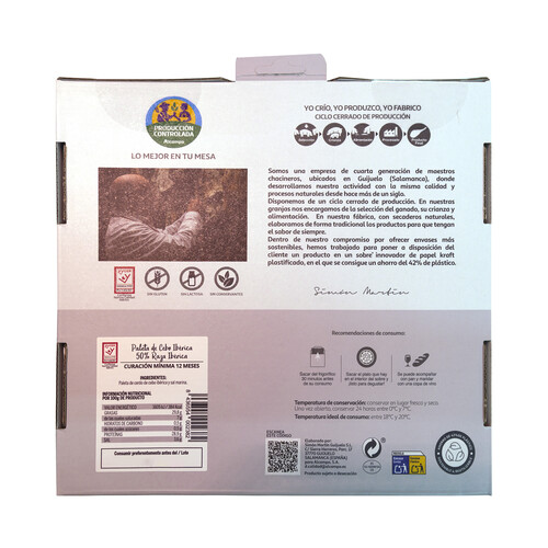 ALCAMPO PRODUCCIÓN CONTROLADA Paleta de cebo ibérica (50% raza ibérica) cortada en tapas ALCAMPO PRODUCCIÓN CONTROLADA 4 sobres de 100 g.