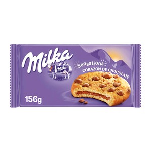 Imagen de MILKA Sensations galleta con Pepitas de Chocolate y Relleno de Chocolate con Leche de los Alpes paquete 156 g.