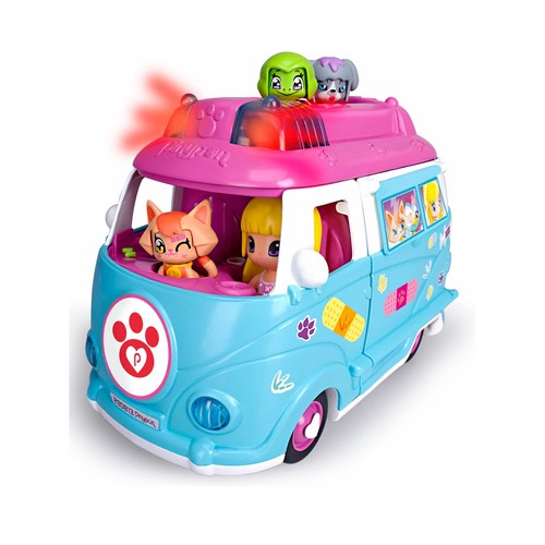 Playset Ambulancia de mascotas con luz, incluye 1 figura, una mascota y accesorios PINYPON.