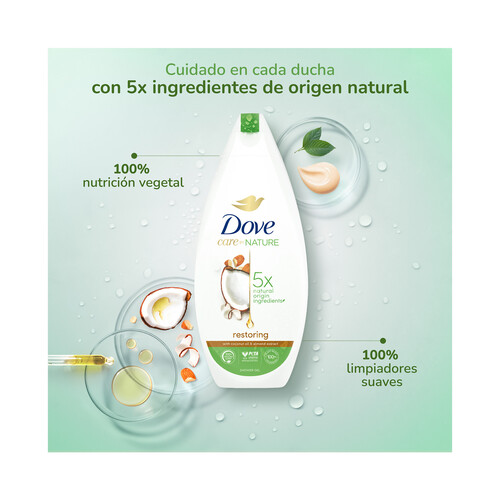 Gel de baño o ducha con aceite de coco y leche de almendras DOVE 500 ml.