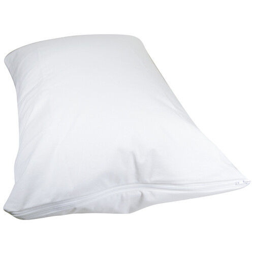Funda protectora de almohada 100% algodón con tratamiento antiácaros, color blanco, 70cm., PRODUCTO ALCAMPO.