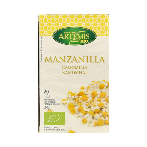 Manzanilla infusión procedente de agricultura ecológica ARTEMIS BIO 20 bolsitas 24 g.