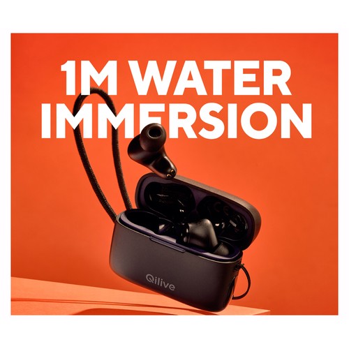 Auriculares Inalámbricos Bluetooth QILIVE Q.1225, color negro, estuche cargador, 6h de autonomía