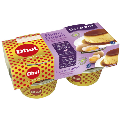 Flan de huevo al baño Maria, sin lactosa DHUL 4 x 110 g.