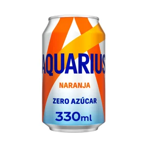 AQUARIUS Zero Bebida isotónica sin azúcar con sabor a naranja lata de 330ml
