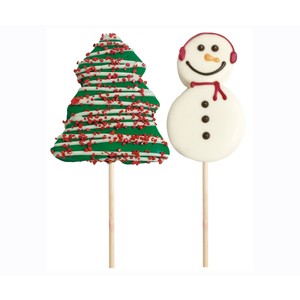 Imagen de DEKORA Piruleta nube con cobertura árbol de navidad y muñeco de nieve 30 g.