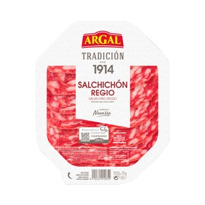 Imagen de ARGAL Salchichón regio de origen navarro, sin gluten y cortado en finas lonchas ARGAR Tradición 70 g.