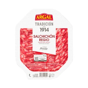 ARGAL Salchichón regio de origen navarro, sin gluten y cortado en finas lonchas ARGAR Tradición 70 g.