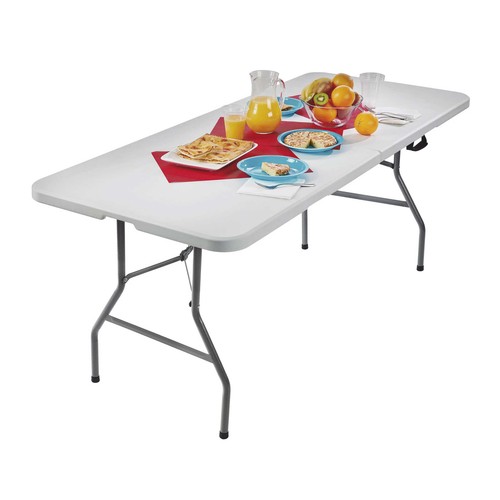 Mesa plegable de resina apta para exteriores. Fácil manejo, cierre y guardado. 180x74x74 centímetros, RDM GARDEN.