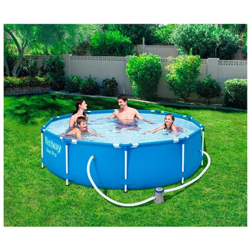 Piscina tubular con estructura metálica BESTWAY medidas 3,05x0,76 mts. con depuradora 1.249 litros/hora