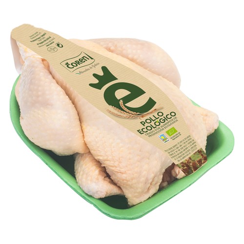 COREN Bandeja de pollo ecológico limpio y entero.