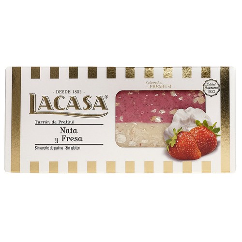 LACASA Turrón de nata y fresa 250 g.