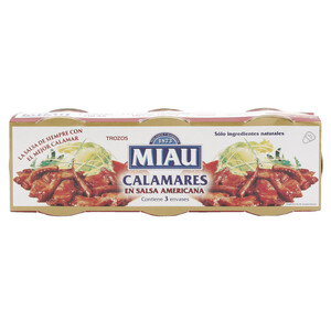 MIAU Calamares en salsa americana (Trozos) MIAU 3 x 51 g.