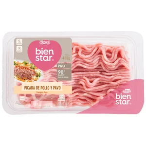 Bandeja con preparado de carne picada mixta (pollo - pavo) EL POZO Bienstar pro 400 g.