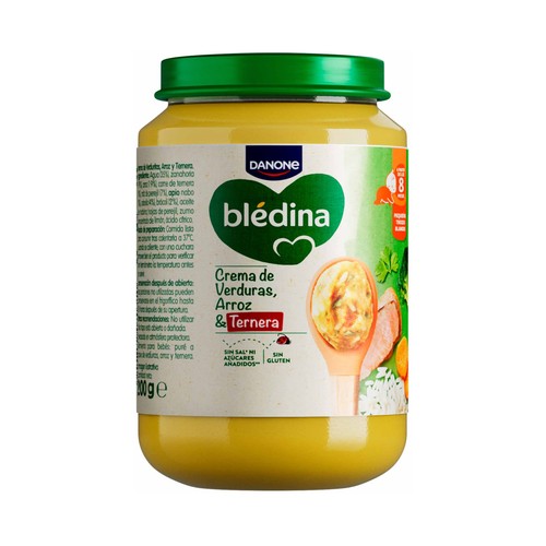 BLÉDINA de Danone Tarrito de crema de verduras, arroz y ternera, a partir de 8 meses 200 g.
