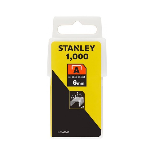 Grapa tipo A de 6 mm, 5 / 53 / 530, 1000 unidades, STANLEY.