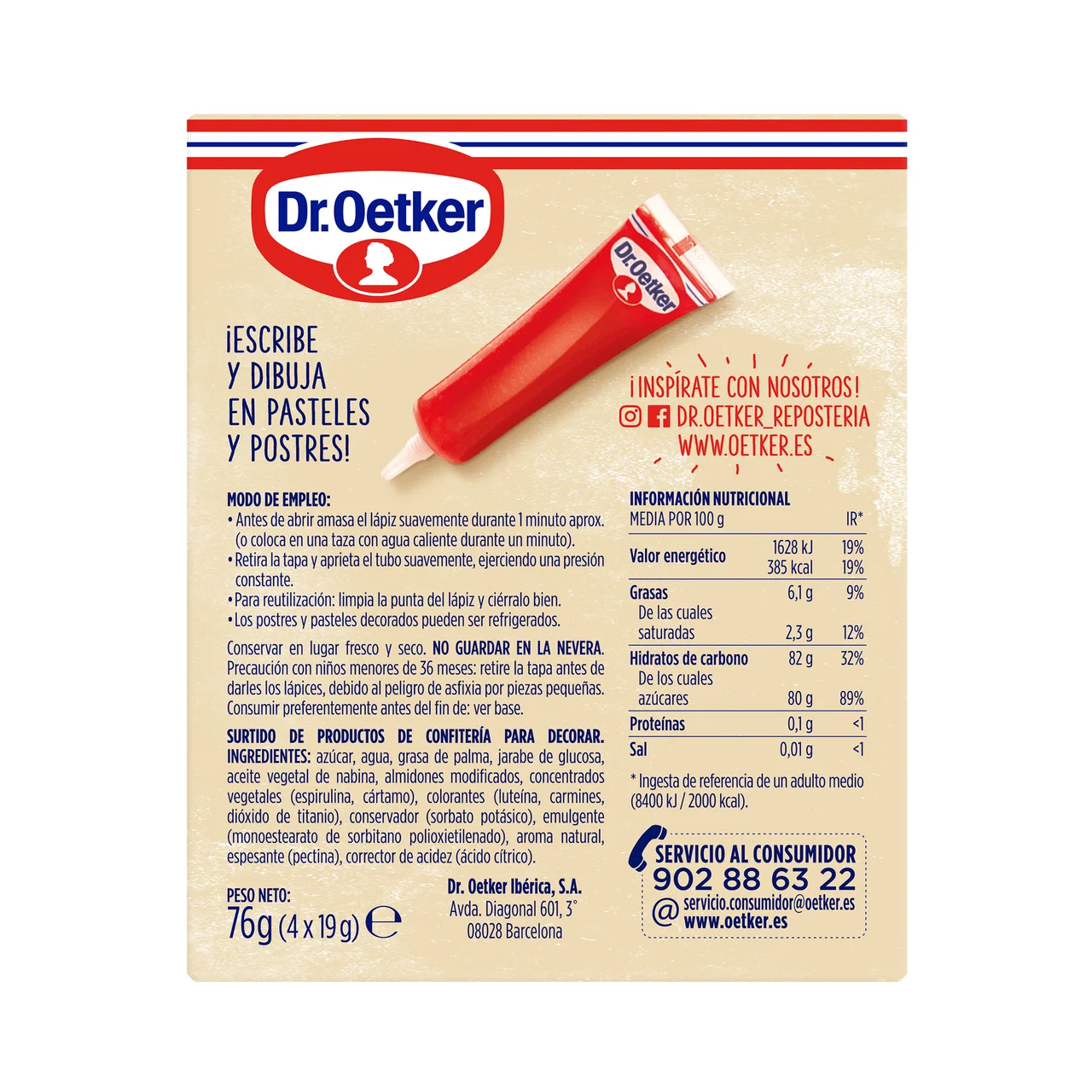DR. OETKER Lápices pasteleros DR. OETKER 76 g.