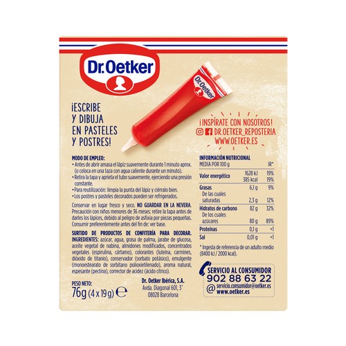 DR. OETKER Lápices pasteleros DR. OETKER 76 g.