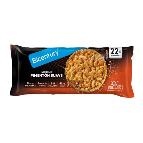 BICENTURY Tortitas de proteína al pimentón suave 70 g.