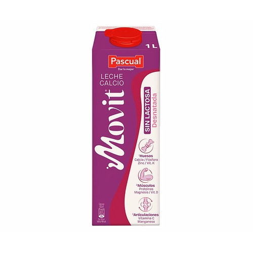 PASCUAL Movit Leche con calcio desnatada; sin lactosa 1 L