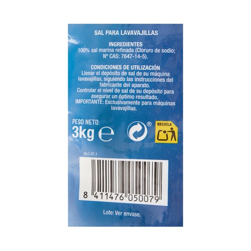 PRODUCTO ALCAMPO Sal para lavavajillas 3 kg.
