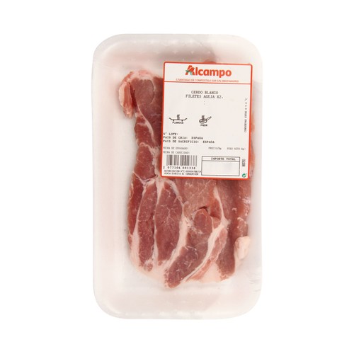 Filetes de aguja de cerdo sin hueso.