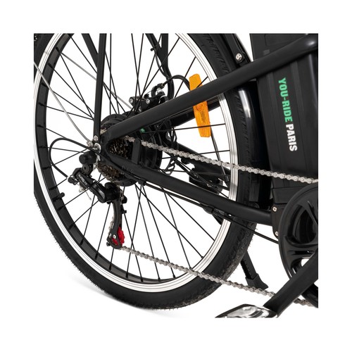 Bicicleta eléctrica YOUIN You-Ride Paris, color negro, 250W, 6 velocidades, ruedas 26”, autonomía 35km..