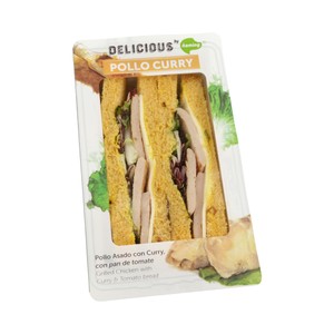 Imagen de ÑAMING Sandwich de pan de molde con tomate, pollo, salsa curry y queso ÑAMING Delicious 200 g.