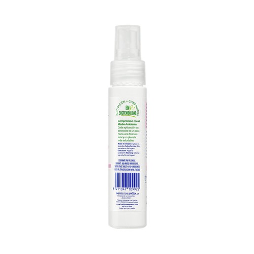 INSTITUTO ESPAÑOL Desodorante líquido en spray sin alcohol ni aluminio, para pieles sensibles 50 ml.