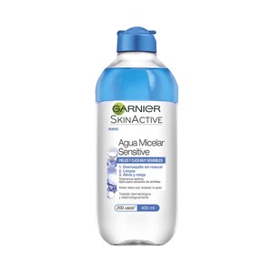GARNIER Skin active Agua micelar desmaquillante para pieles y ojos muy sensibles 400 ml.