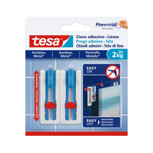 Clavo adhesivo tesa para colgar lienzos en azulejos y metal 2 kg, TESA.